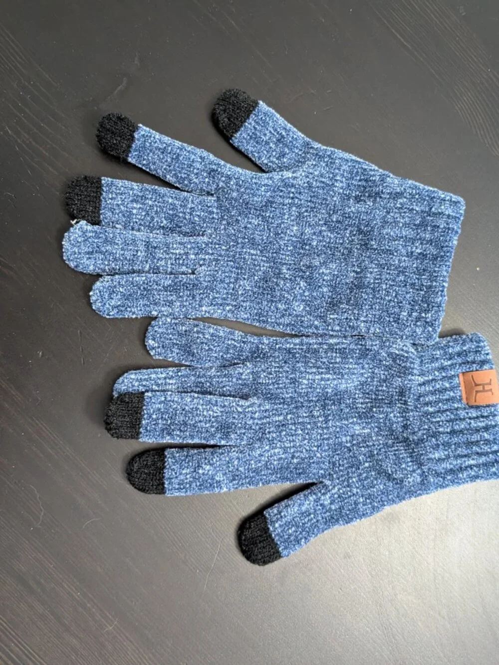 3 Piece Winter Knit Set Blue Beanie, Scarf, Gloves Unisex One Size